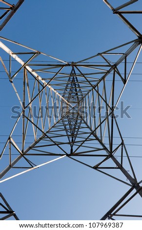 An abstract view of a power grid taken from bottom showing patterns & design.