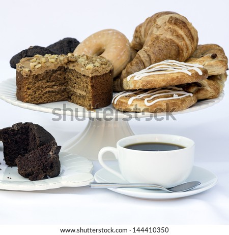 Coffee and pastries continental breakfast buffet setting