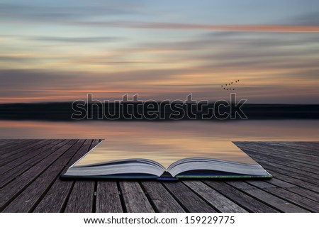 Creative concept pages of book Vibrant sunset with added blur for abstract effect
