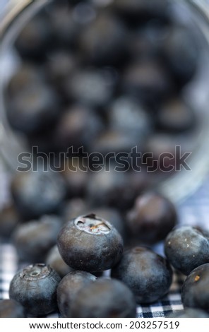 Fresh fruit blueberry in glass storage jar