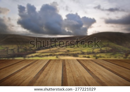 Kinder Low and Brown Knoll in Peak District National Park with wooden planks floor