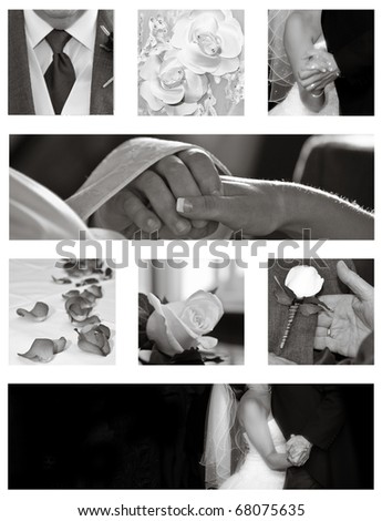 stock photo Wedding collage background collection in black and white