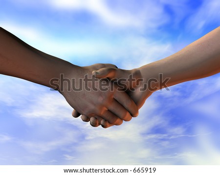Shaking hands - making the deal. A 3D illustration with a clipping path to remove the background