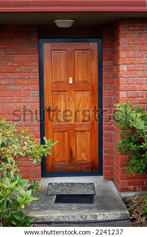 varnished house entry door