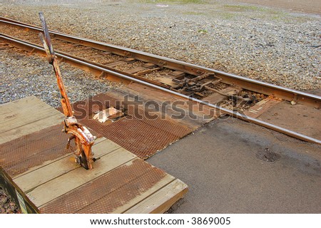 Railroad Points Lever And Track Connections Stock Photo 3869005 