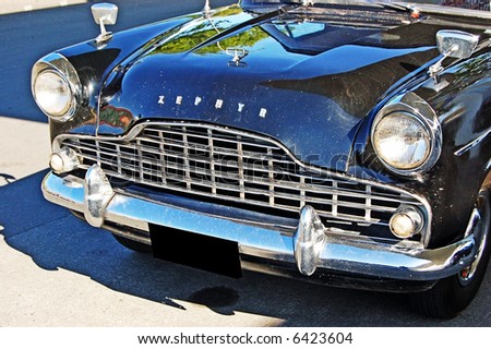 front of British classic vintage automobile