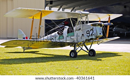 A vintage bi-plane at Hood Aerodrome, Masterton, New Zealand
