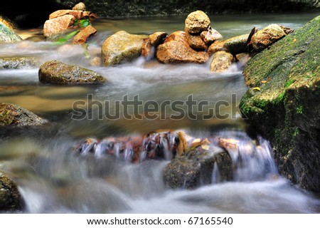 Formation Of A Waterfall. Natural Rock formation at