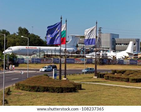 BURGAS, BULGARIA - JULY 21: General view of Sarafovo Airport main entrance and checkpoint on July 21, 2012. Deadly attack against Israeli tourists occurred on the grounds of the Sarafovo Airport.