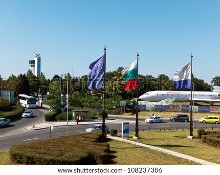BURGAS, BULGARIA - JULY 21: General view of Sarafovo Airport main entrance and checkpoint on July 21, 2012. Deadly attack against Israeli tourists occurred on the grounds of the Sarafovo Airport.