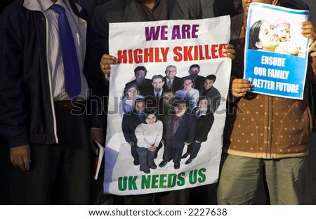 People protesting peacefully against the new Highly Skilled Migrant Programme rules