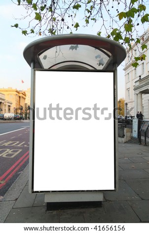 Bus stop close to Hyde Park Corner Station in central London, United Kingdom. This is for advertisers to place ad copy samples on a bus shelter.