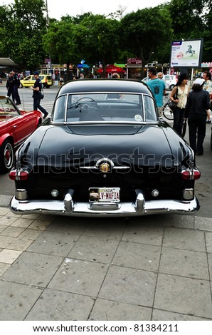 VARNA, BULGARIA - JUNE 25: The annual Retro rally “Old capitals” finished for the first time in town of Varna on June 25, 2011 in Varna, Bulgaria. Packard branded car with Nevada state, US car plate.