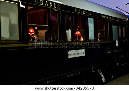 VARNA, BULGARIA - SEPTEMBER 6: The legendary 'Orient Express' is ready to depart from Varna Railway Station on September 6, 2011 in Varna, Bulgaria. The luxury train travels between Paris and Istanbul