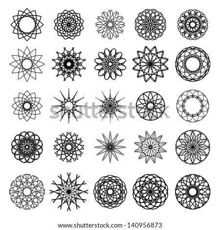 Round ornament set Vector collection Round ornament set Vector collection