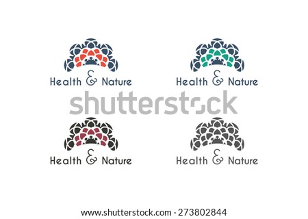 Asian health and nature logo templates set. Vector ethnic ornamental design for beauty salons, spa, massage, saunas, healthcare and medicine.