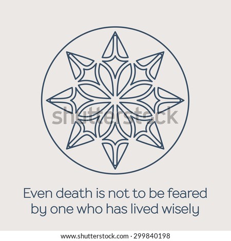Asian religious circular ornament Vector illustration with lineart mandala and Buddha quote Asian religious circular ornament Vector illustration with lineart mandala and Buddha quote