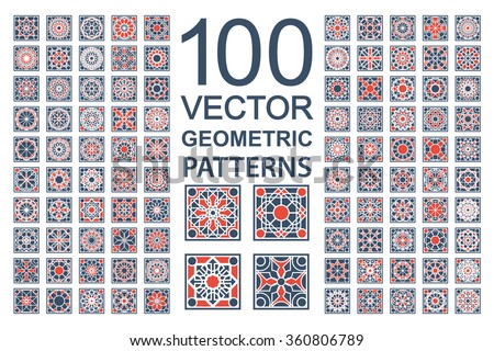 Patterns with geometric ornaments. Vector set of arabic seamless textures