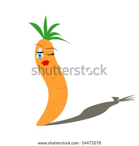 stock vector : Isolated illustration of winking cartoon carrot.