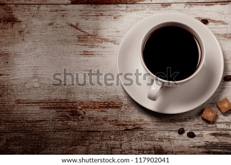 cup of black coffee over grunge wood cup of black coffee over grunge wood