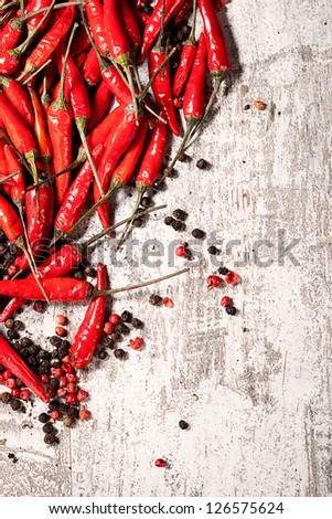 chili peppers and black pepper