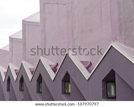 Architectural abstract with zigzag: Exterior detail of Van Wezel Performing Arts Hall, owned and operated by the City of Sarasota, Florida