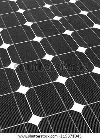 Symmetry of solar panel in black and white