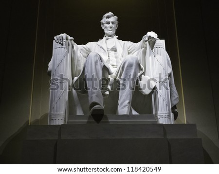 Lincoln Memorial statue at night, Washington, DC