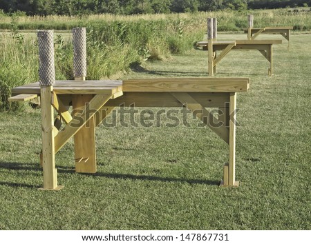 Three wooden benches for starting the motors of model aircraft in a safe manner