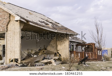 WASHINGTON, ILLINOIS, USA - MARCH 21, 2014: Four months after a tornado destroyed entire neighborhoods here, severe structural damage has kept many displaced homeowners away.