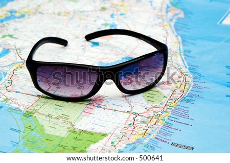 Sunglasses on map of Florida
