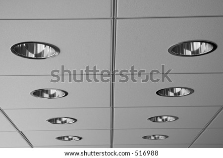 Light fixtures in office ceiling