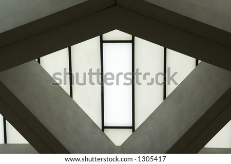 Section of skylight and concrete truss