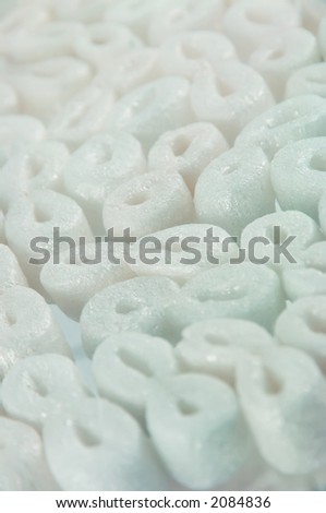 White packing peanuts