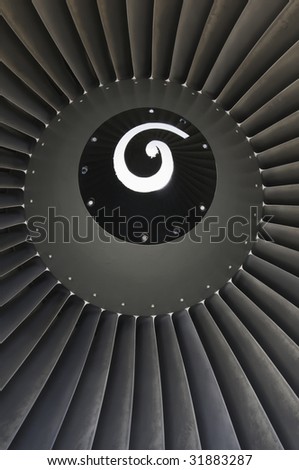 Air intake of jet engine - Detail of military jet on display at air show