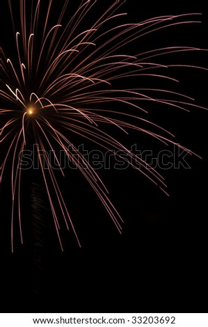 Fireworks with hot spot burst like a pink flower