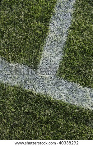 Intersection of chalked boundary lines on soccer (football) field