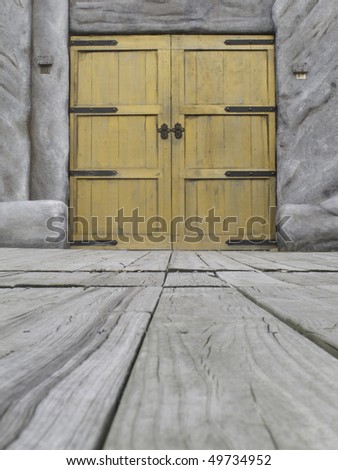 Wooden doors of outdoor stage