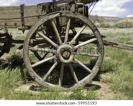 Vintage wagon wheel of the Old West