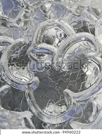 Abstract in ice: Macro of frozen texture reflecting ambient light outdoors