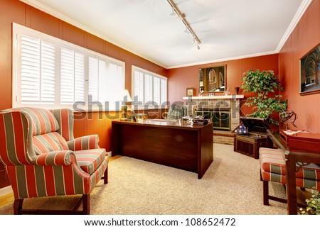 Elegant Living Room Interior With Piano, Fireplace And Antique Sofa.