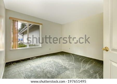 Simple room with olive carpet floor and one window