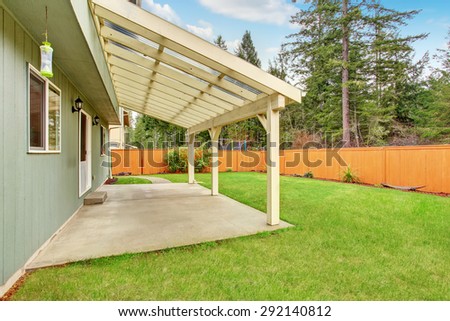 Nice backyard with space and a large covered patio.
