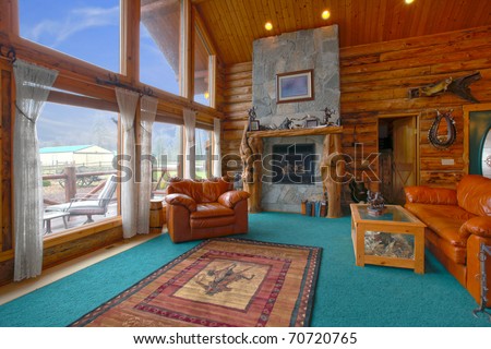Very rustic log cabin on the horse farm in Washington state