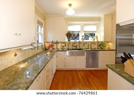 White old amazing kitchen. Luxury old home in Tacoma, WA.