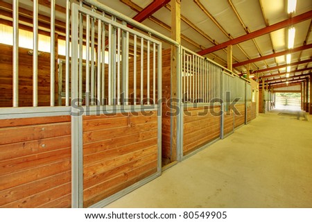 Horse stables at private covered arena