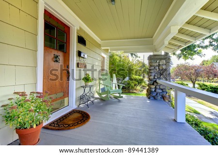 Front entrance of the old craftsman style home.