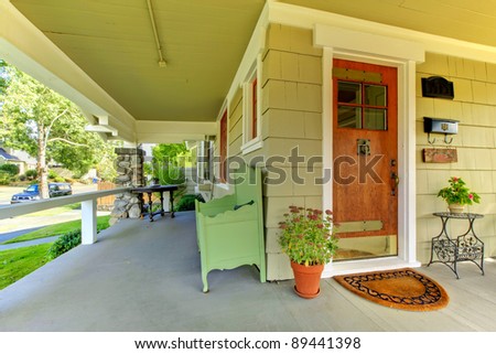 Front entrance of the old craftsman style home.