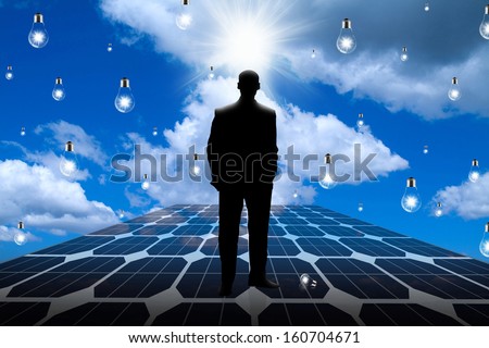 Business Man and renewable solar energy concept.