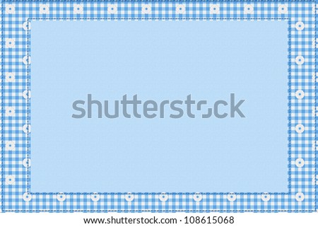 Blue gingham material for a border with copy-space,  Baby Blue Background for your message